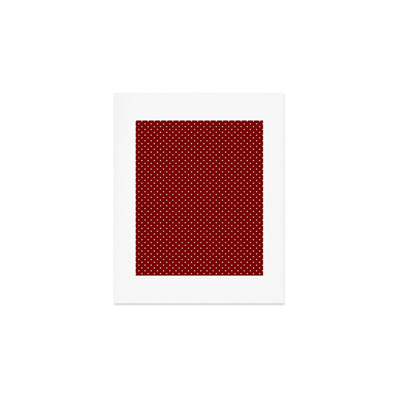 Large White Polka Dots On Dark Christmas Candy Apple Red Art Print Gallery Image 1