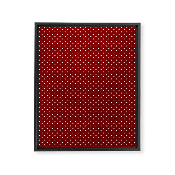 Large White Polka Dots On Dark Christmas Candy Apple Red Framed Canvas Print Gallery Image 1