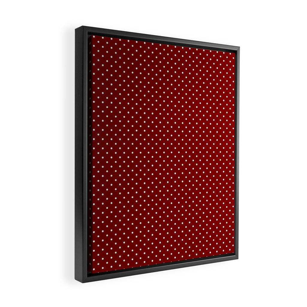 Large White Polka Dots On Dark Christmas Candy Apple Red Framed Canvas Print Gallery Image 2