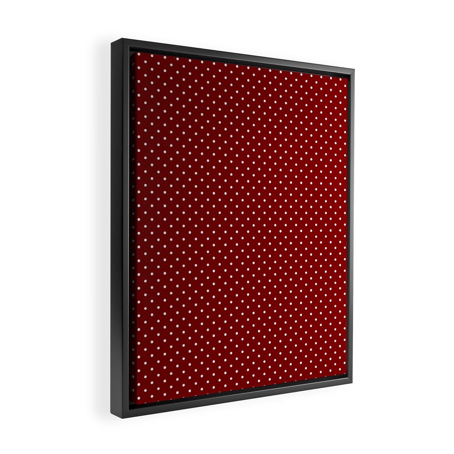 Large White Polka Dots On Dark Christmas Candy Apple Red Framed Canvas Print Gallery Image 2
