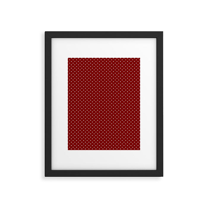 Large White Polka Dots On Dark Christmas Candy Apple Red Framed Art Print Gallery Image 1