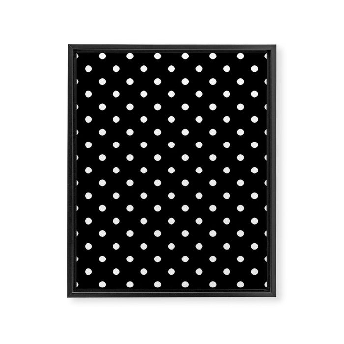 Licorice Black with White Polka Dots Framed Canvas Print Gallery Image 1
