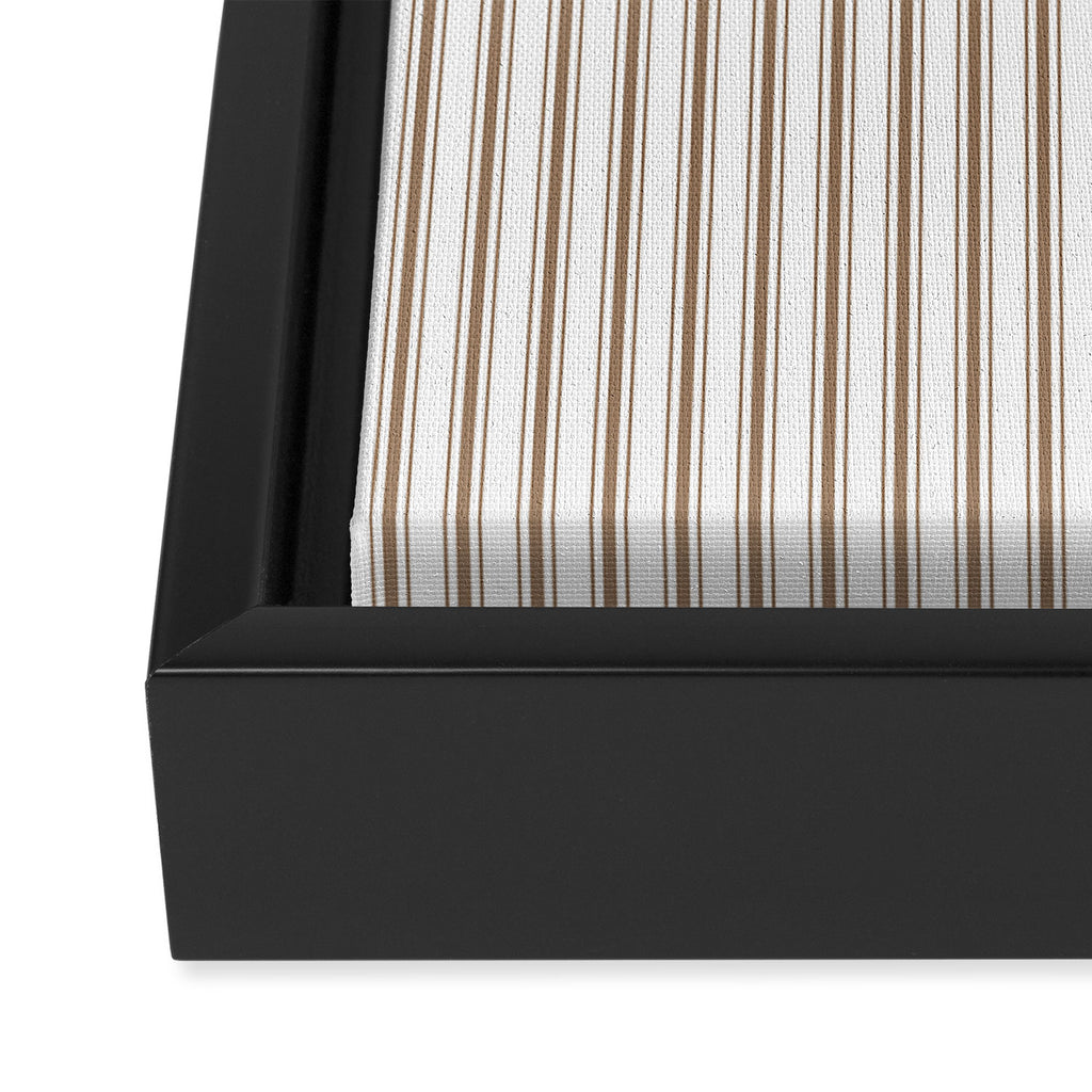 Mattress Ticking Narrow Striped Pattern in Dark Brown and White Framed Canvas Print Gallery Image 3