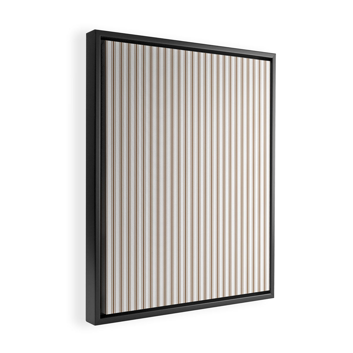 Mattress Ticking Narrow Striped Pattern in Dark Brown and White Framed Canvas Print Gallery Image 2