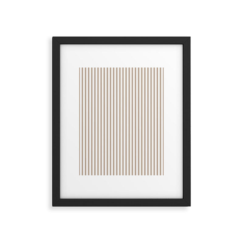 Mattress Ticking Narrow Striped Pattern in Dark Brown and White Framed Art Print Gallery Image 6