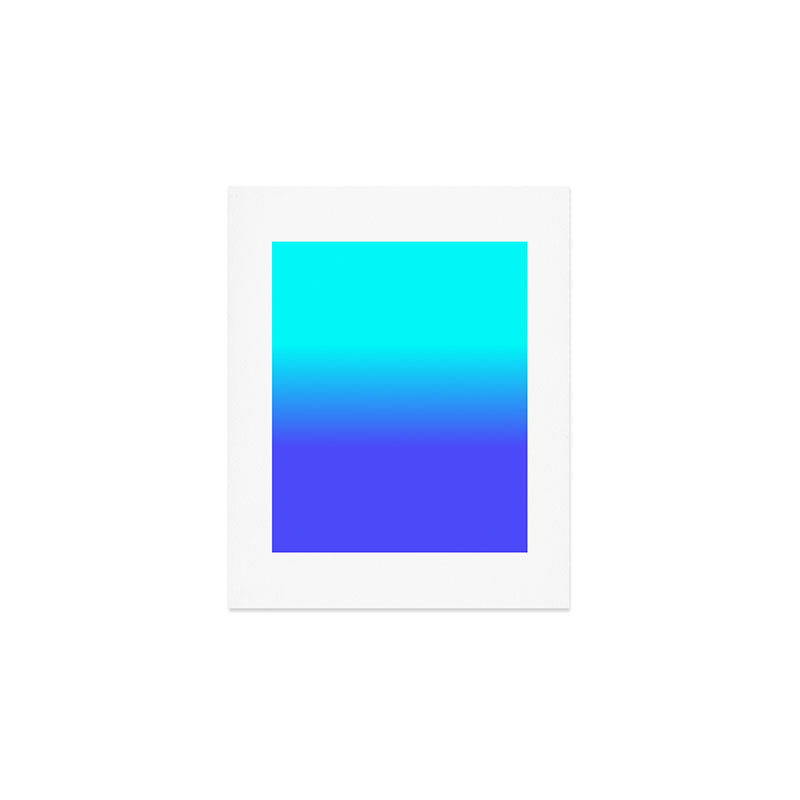 Neon Blue and Bright Neon Aqua Ombré Shade Color Fade Art Print Gallery Image 1