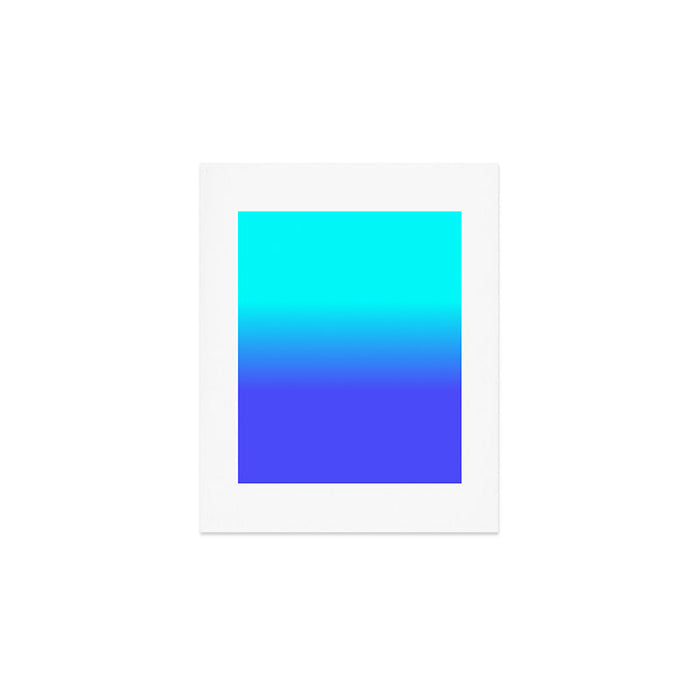 Neon Blue and Bright Neon Aqua Ombré Shade Color Fade Art Print Gallery Image 1