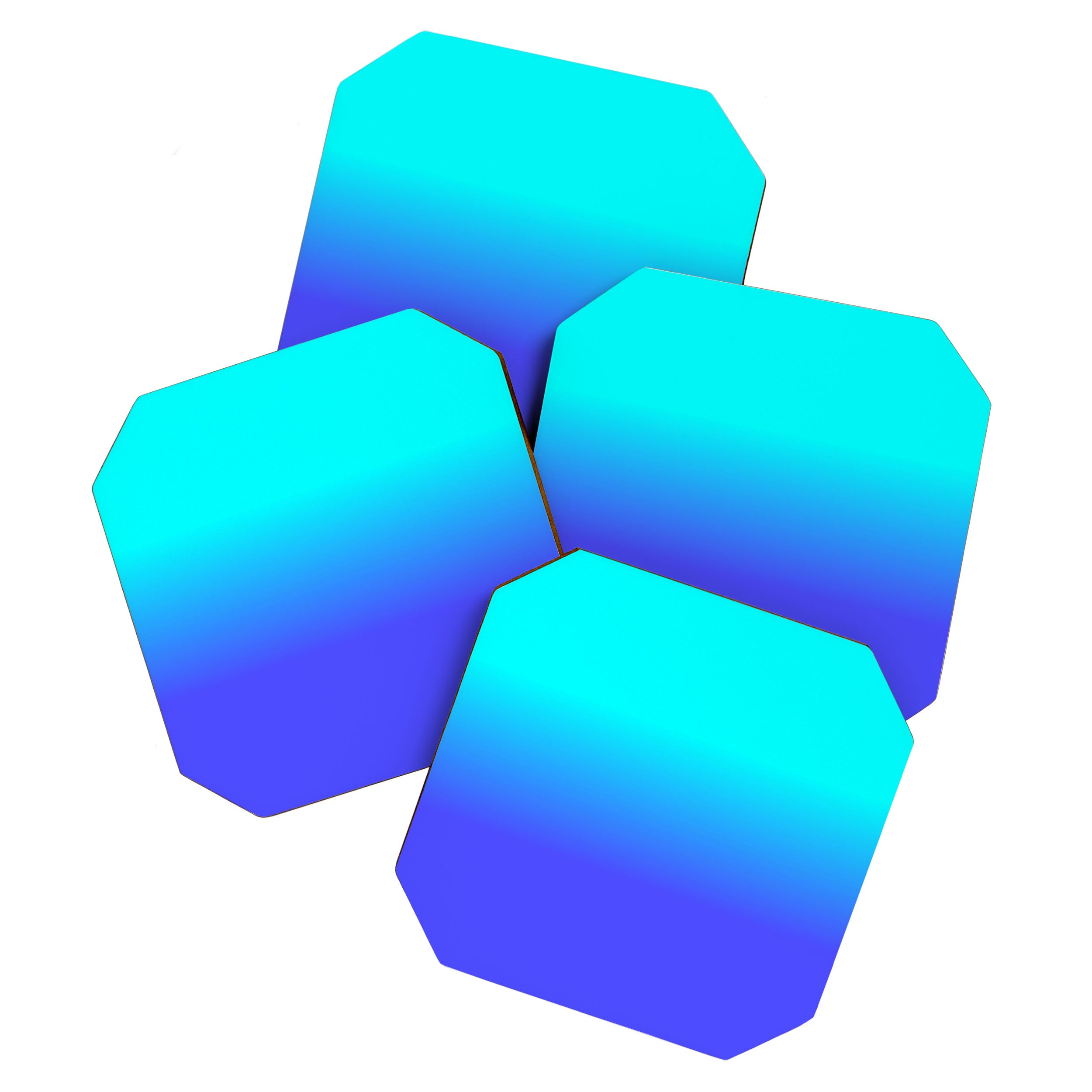 Neon Blue and Bright Neon Aqua Ombré Shade Color Fade Coaster Gallery Image 1