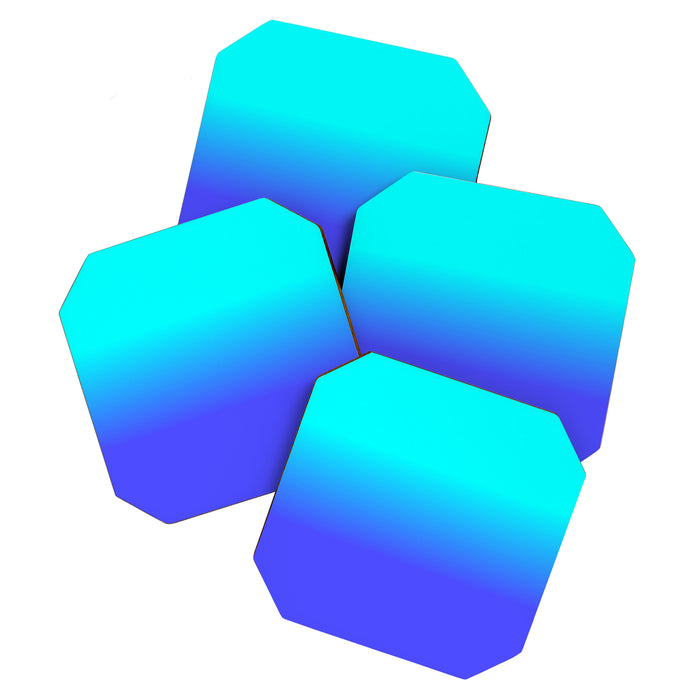 Neon Blue and Bright Neon Aqua Ombré Shade Color Fade Coaster Gallery Image 1