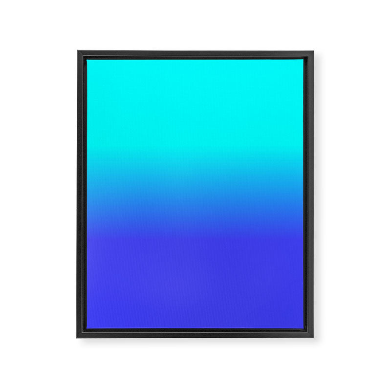 Neon Blue and Bright Neon Aqua Ombré Shade Color Fade Framed Canvas Print Gallery Image 8