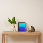 Neon Blue and Bright Neon Aqua Ombré Shade Color Fade Framed Canvas Print Gallery Image 4