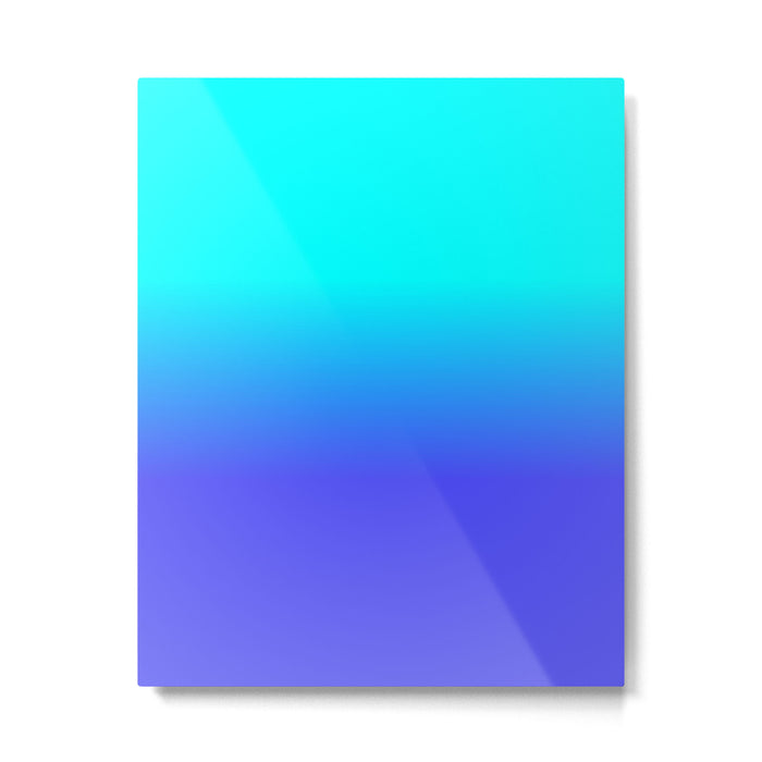 Neon Blue and Bright Neon Aqua Ombré Shade Color Fade Metal Print Gallery Image 1