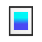 Neon Blue and Bright Neon Aqua Ombré Shade Color Fade Framed Art Print Gallery Image 6