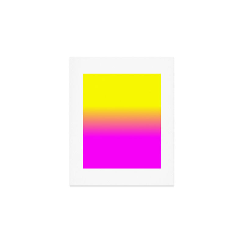 Neon Yellow and Bright Hot Pink Ombré  Shade Color Fade Art Print Gallery Image 1