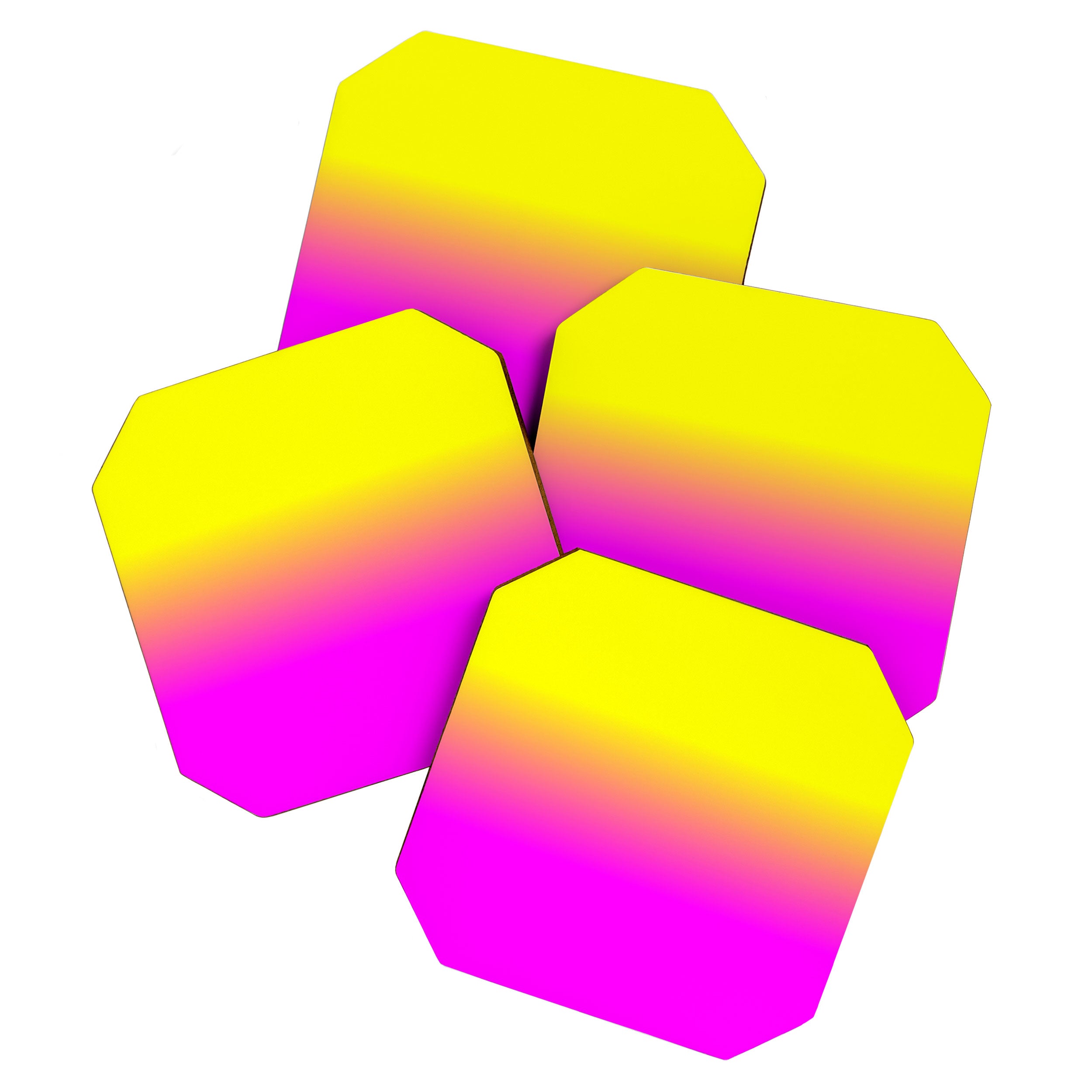 Neon Yellow and Bright Hot Pink Ombré  Shade Color Fade Coaster Gallery Image 1