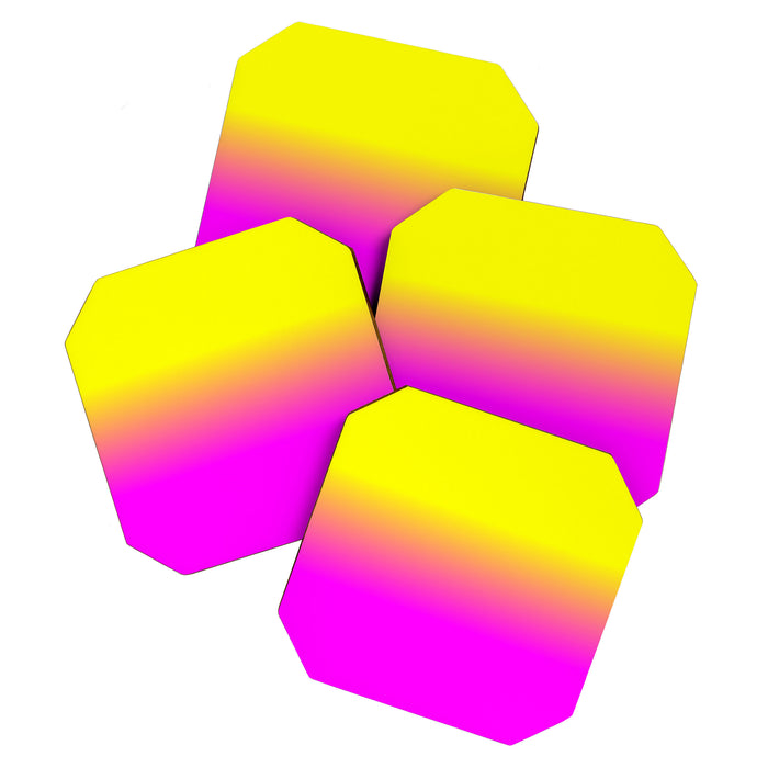 Neon Yellow and Bright Hot Pink Ombré  Shade Color Fade Coaster Gallery Image 1