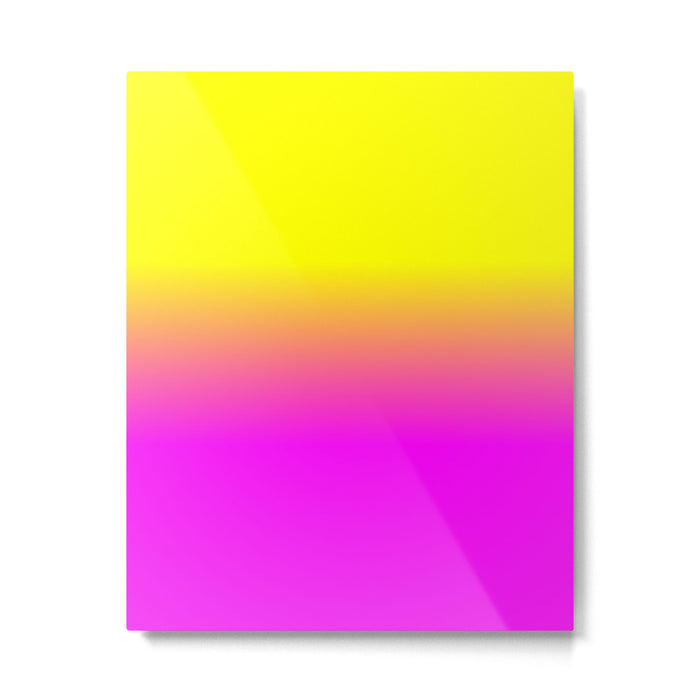 Neon Yellow and Bright Hot Pink Ombré  Shade Color Fade Metal Print Gallery Image 1