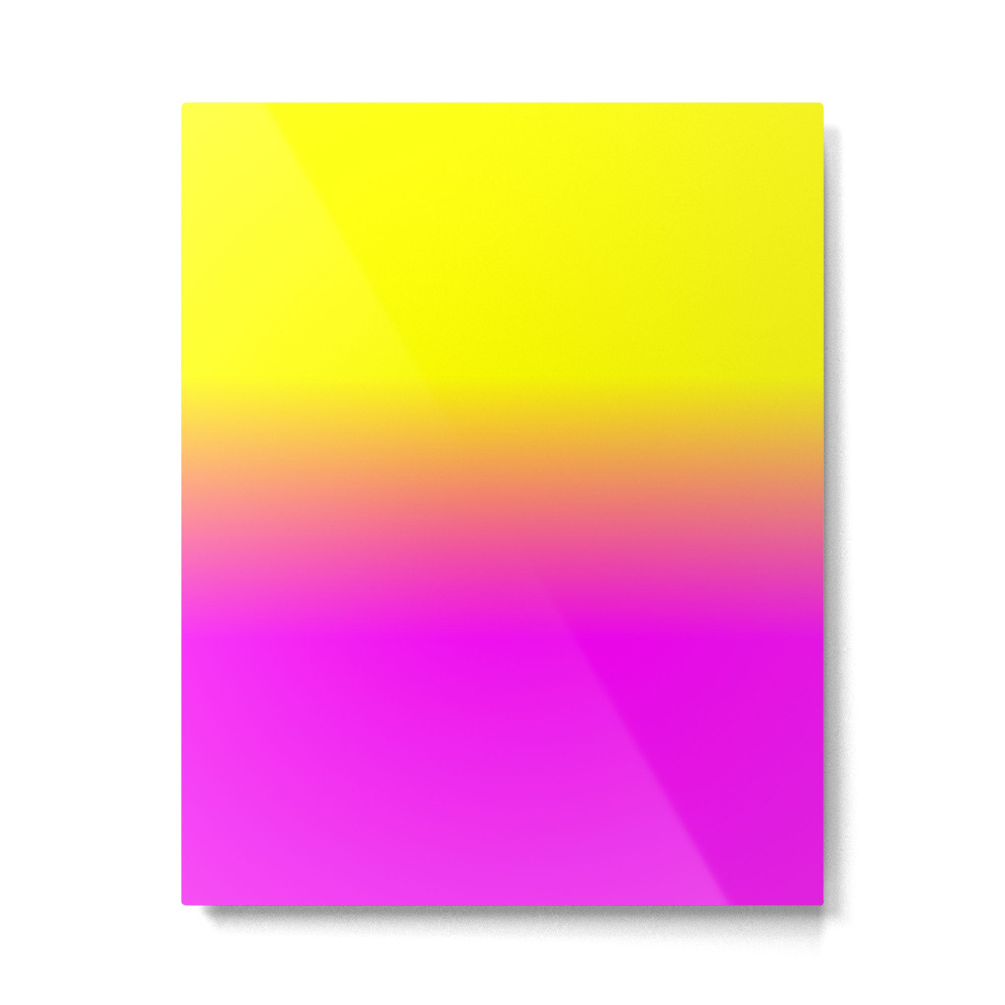 Neon Yellow and Bright Hot Pink Ombré  Shade Color Fade Metal Print Gallery Image 6