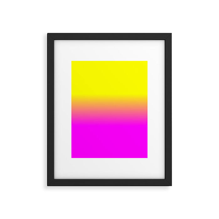 Neon Yellow and Bright Hot Pink Ombré  Shade Color Fade Framed Art Print Gallery Image 1