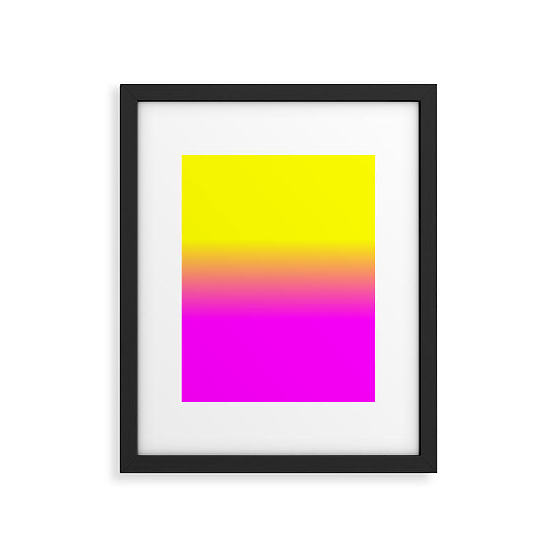 Neon Yellow and Bright Hot Pink Ombré  Shade Color Fade Framed Art Print Gallery Image 6