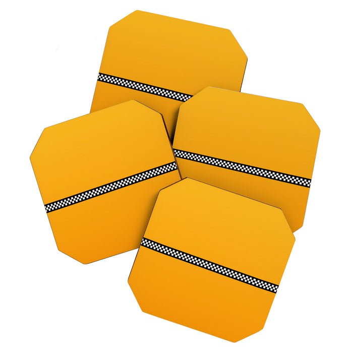 NY Taxi Cab Yellow with Black and White Check Band Coaster Gallery Image 1