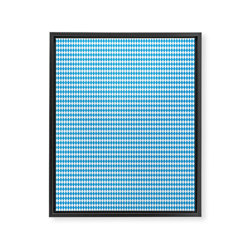 Oktoberfest Bavarian Blue and White Small Diagonal Diamond Pattern Framed Canvas Print Gallery Image 8