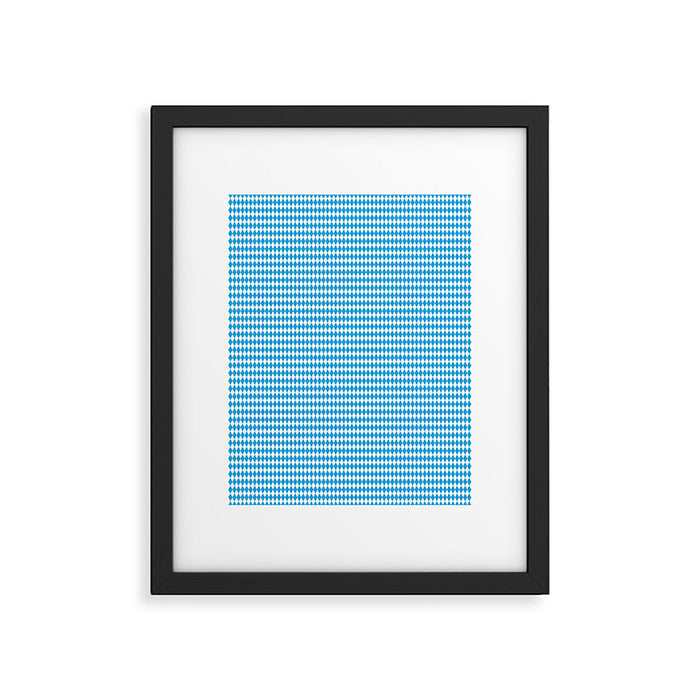 Oktoberfest Bavarian Blue and White Small Diagonal Diamond Pattern Framed Art Print Gallery Image 1