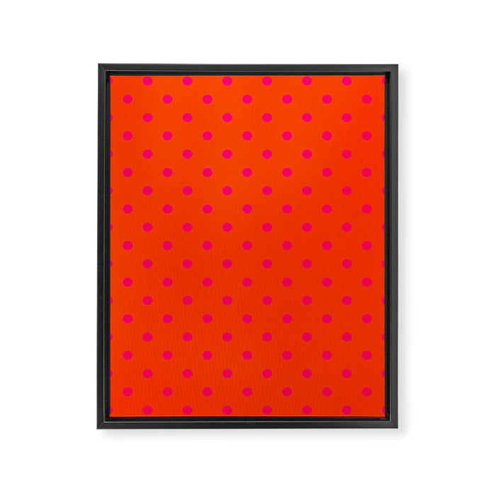 Orange Pop and Hot Neon Pink Polka Dots Framed Canvas Print Gallery Image 1