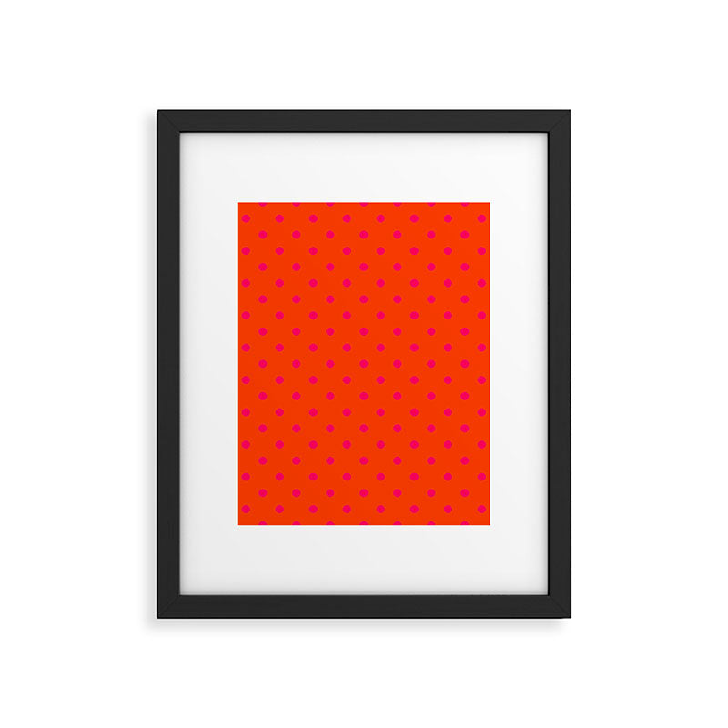 Orange Pop and Hot Neon Pink Polka Dots Framed Art Print Gallery Image 6