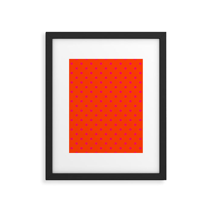 Orange Pop and Hot Neon Pink Polka Dots Framed Art Print Gallery Image 1