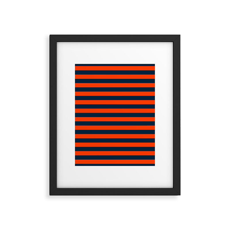 Orange Pop & Navy Blue Tent Stripe Framed Art Print Gallery Image 6