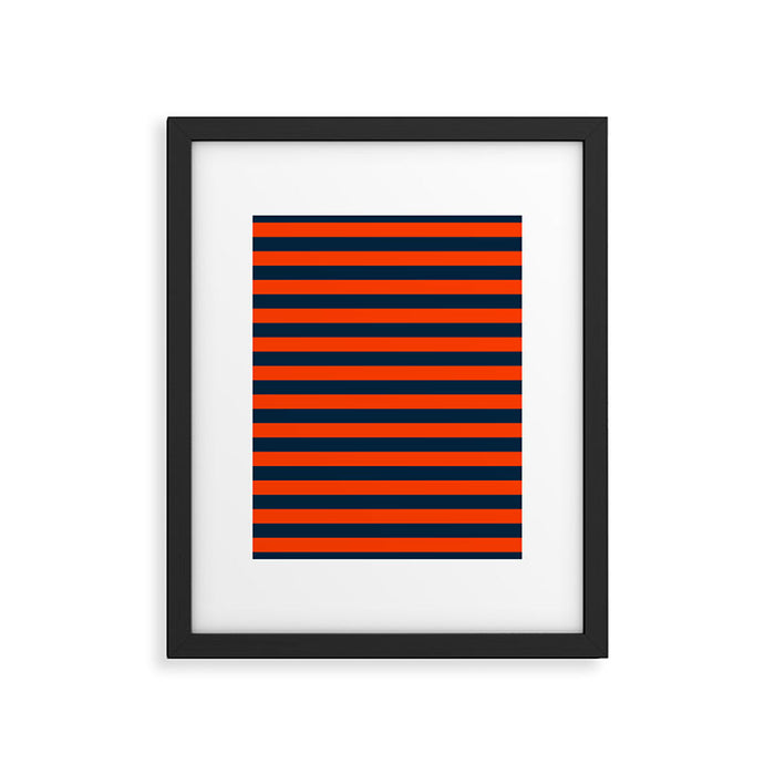Orange Pop & Navy Blue Tent Stripe Framed Art Print Gallery Image 1