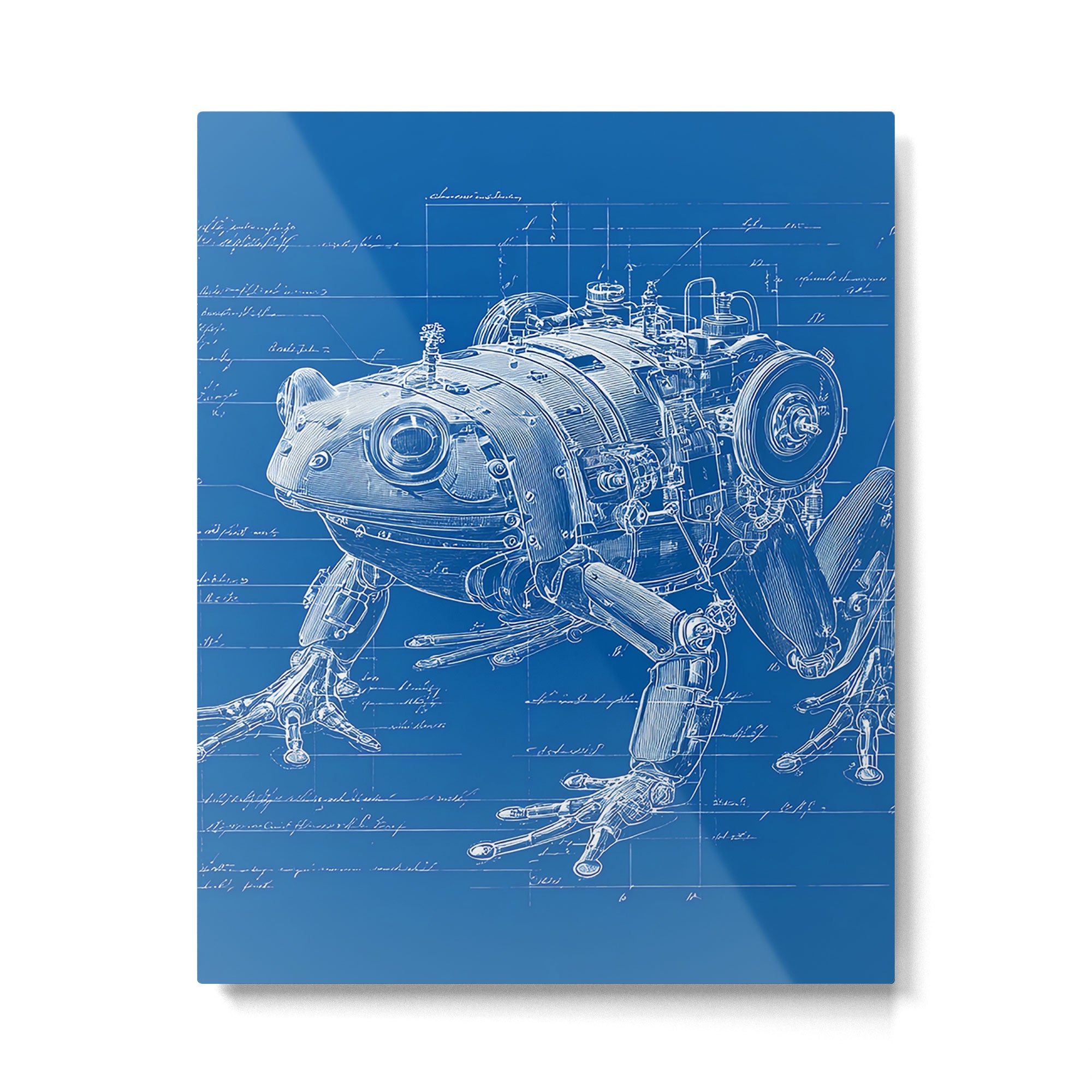 Robotic Toad Bufo Mechanicus Engineering Blueprint Metal Print Gallery Image 6
