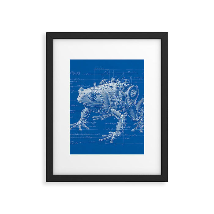 Robotic Toad Bufo Mechanicus Engineering Blueprint Framed Art Print Gallery Image 1