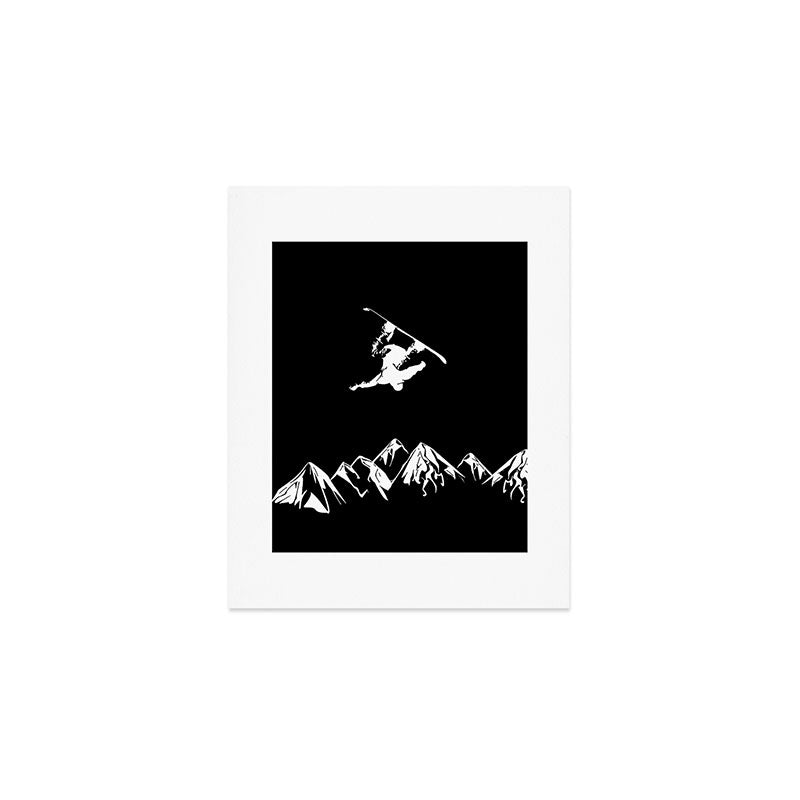 Rocky Mountain Snowboarder Catching Air Art Print Gallery Image 1