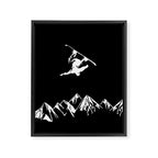 Rocky Mountain Snowboarder Catching Air Framed Canvas Print Gallery Image 6