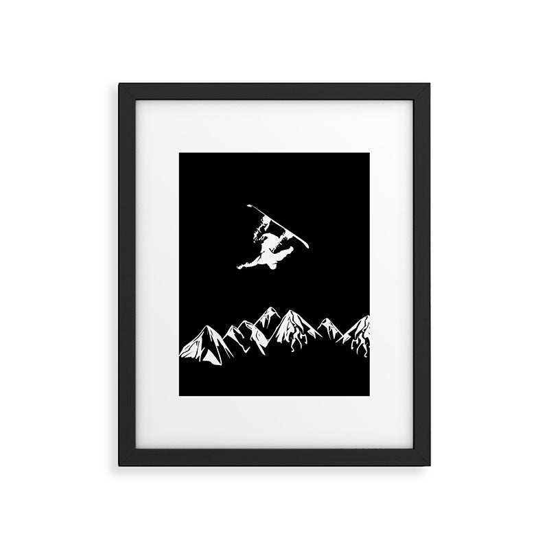 Rocky Mountain Snowboarder Catching Air Framed Art Print Gallery Image 5