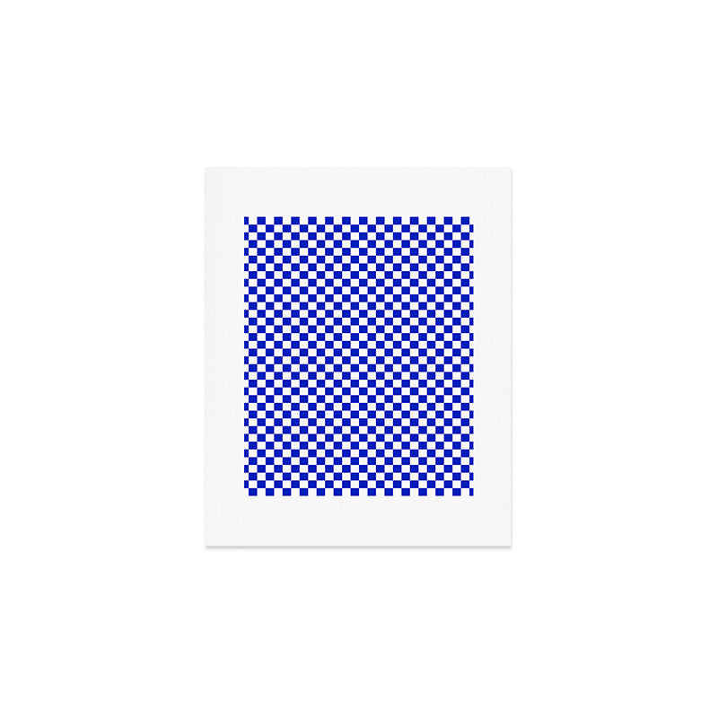Small Cobalt Blue and White Checkerboard Pattern Art Print Gallery Image 1