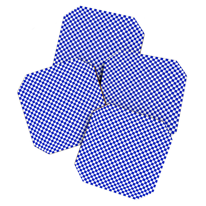 Small Cobalt Blue and White Checkerboard Pattern Coaster Gallery Image 1