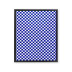 Small Cobalt Blue and White Checkerboard Pattern Framed Canvas Print Gallery Image 8