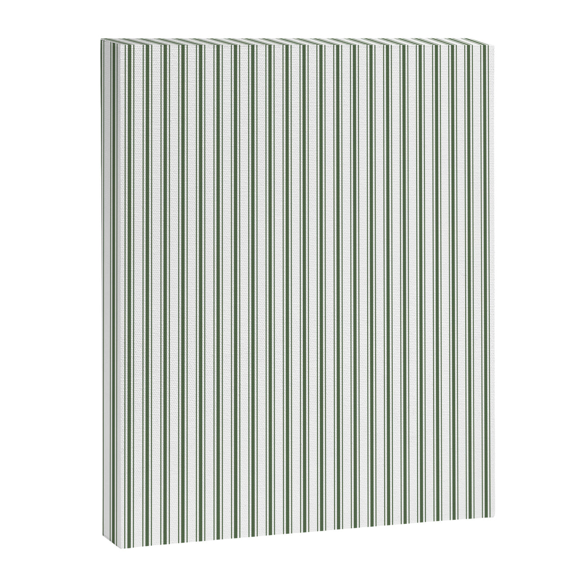 Small Dark Forest Green and White Mattress Ticking Stripes Canvas Print Gallery Image 8