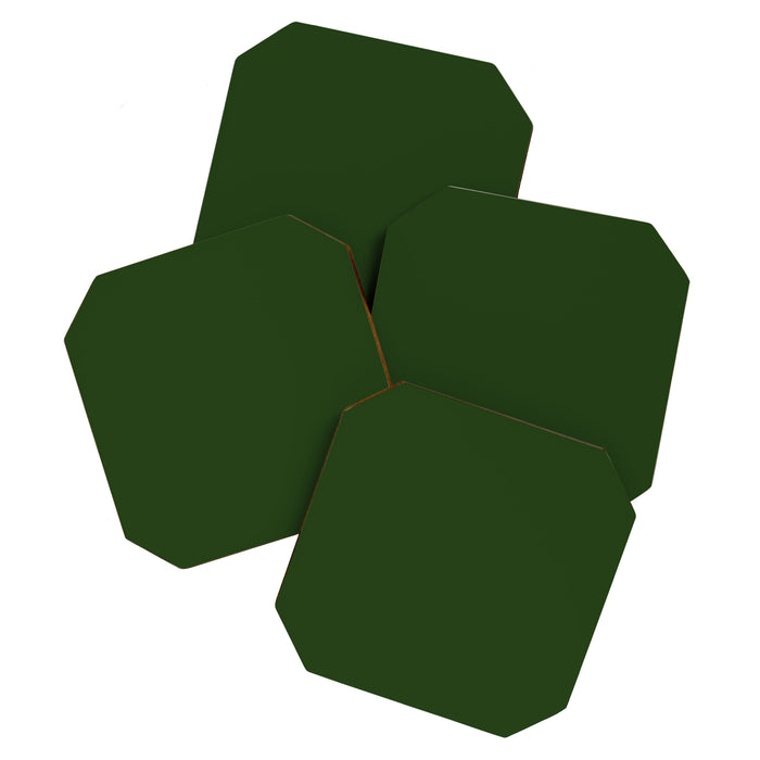 Solid Dark Forest Green Simple Solid Color All Over Print Coaster Gallery Image 1