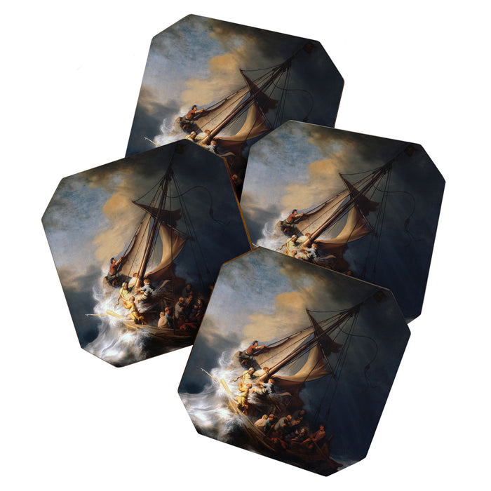 Stolen Painting - The Storm on the Sea of Galilee by Rembrandt Coaster Gallery Image 1