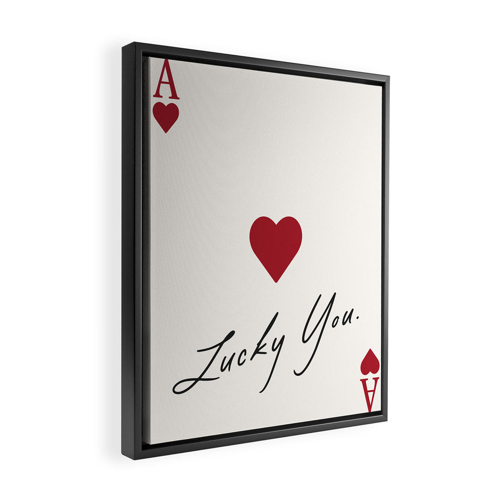 Ace of hearts - lucky you Framed Canvas Print Gallery Image 2