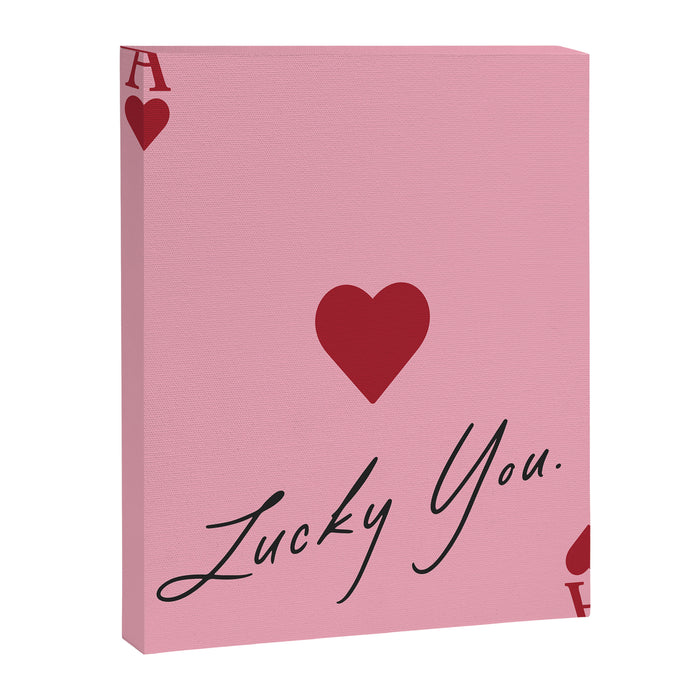 Ace of hearts - Lucky you - pink Canvas Print Gallery Image 1