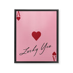 Ace of hearts - Lucky you - pink Framed Canvas Print Gallery Image 6