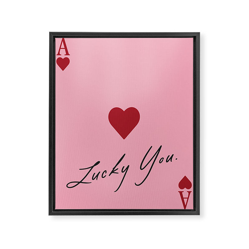 Ace of hearts - Lucky you - pink Framed Canvas Print Gallery Image 6