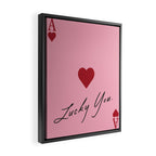 Ace of hearts - Lucky you - pink Framed Canvas Print Gallery Image 2