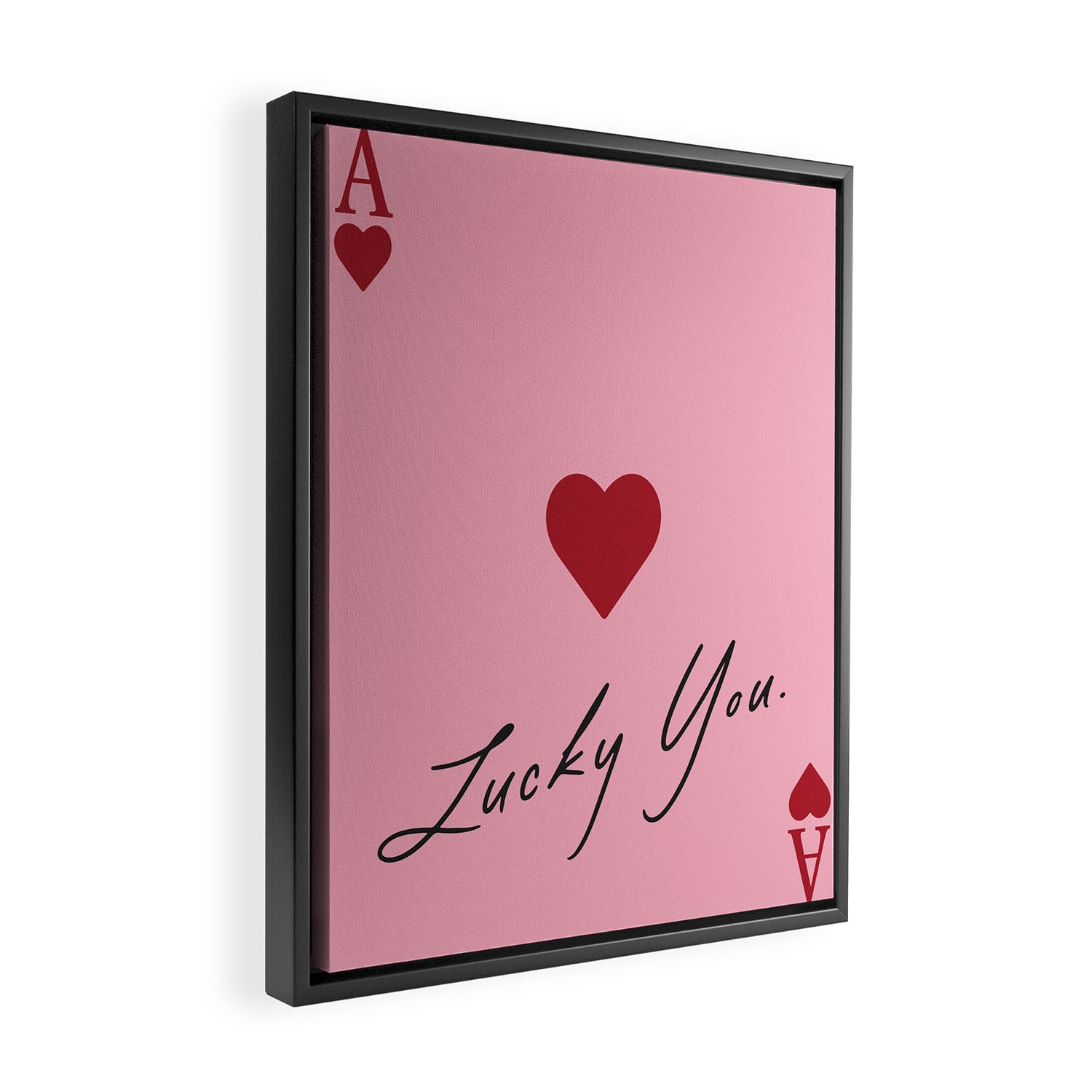 Ace of hearts - Lucky you - pink Framed Canvas Print Gallery Image 2