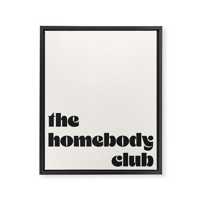 "the homebody club" Framed Canvas Print Gallery Image 1